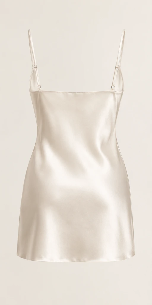 Aube Mini Slip Dress in Ivory — back view