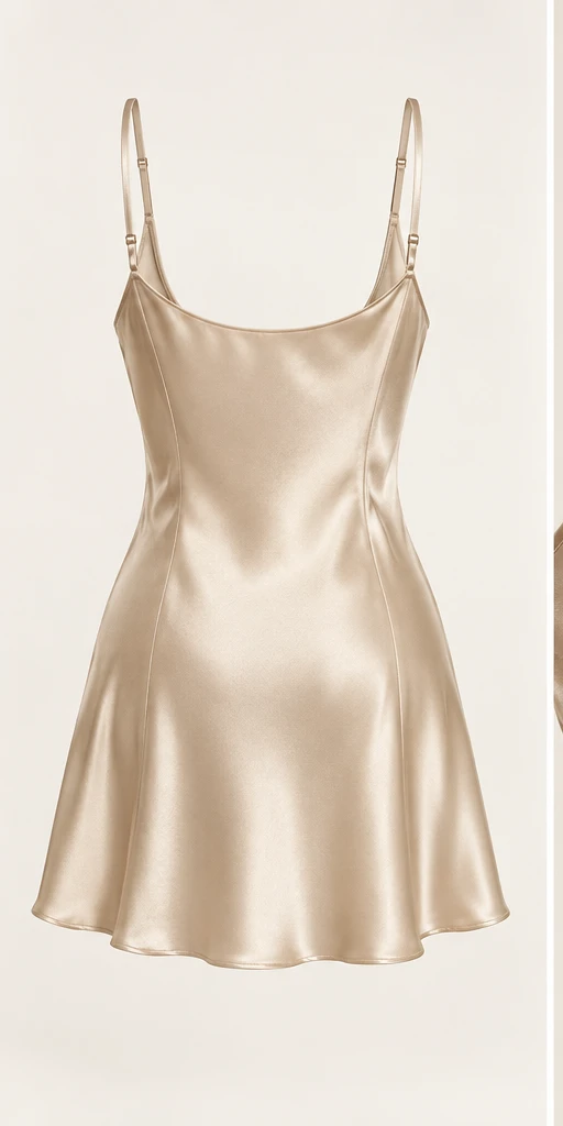 Lise Scoop Mini Dress in Champagne — back view