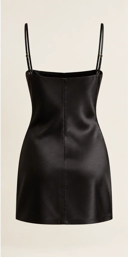 Ève Straight Mini Dress in Black — back view