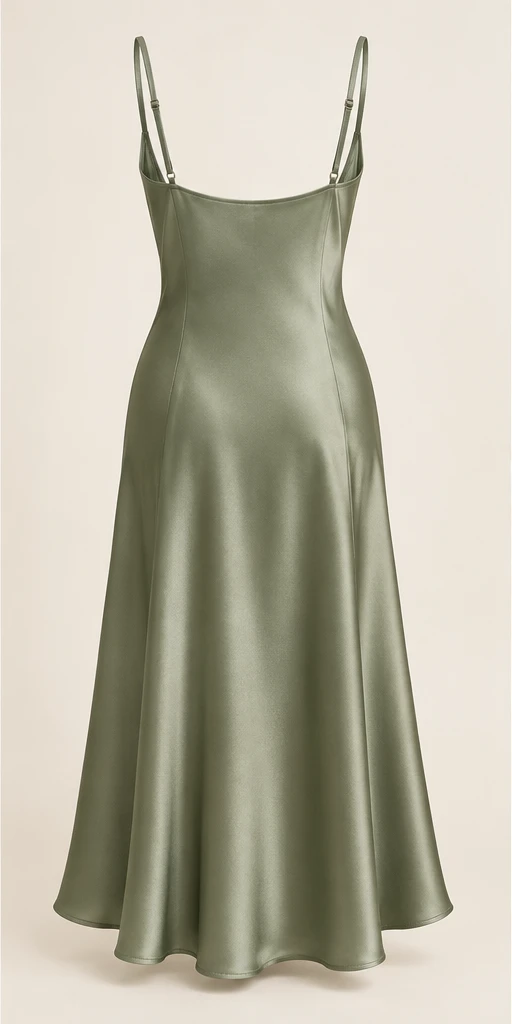 Manon V-Neck Midi Dress in Sage — back view