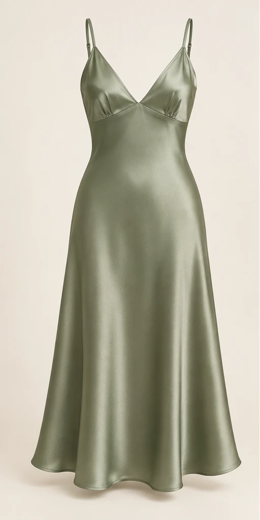 Manon V-Neck Midi Dress in Sage — front view