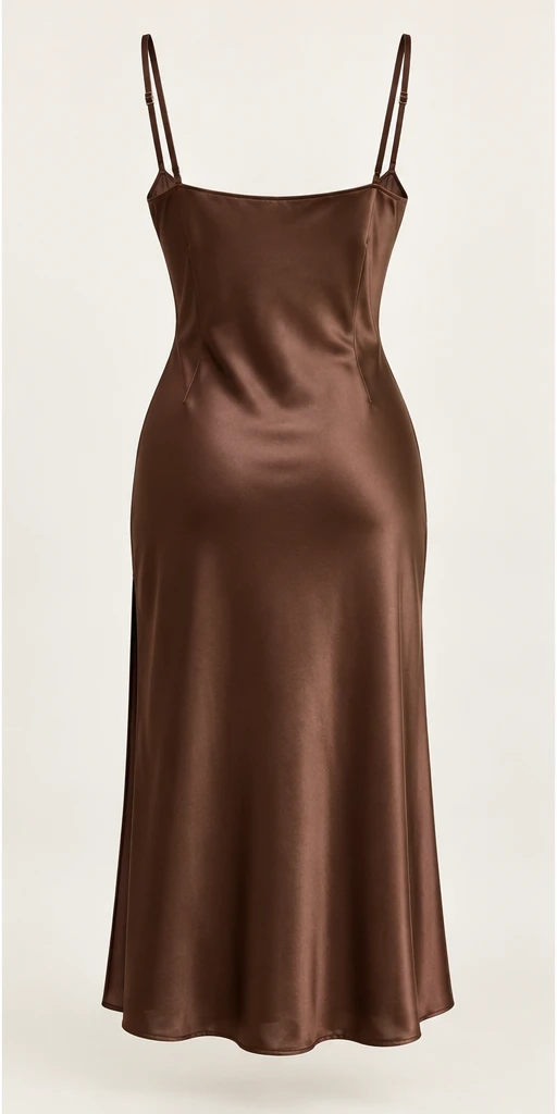 Élise Side-Slit Midi Dress in Cocoa — back view