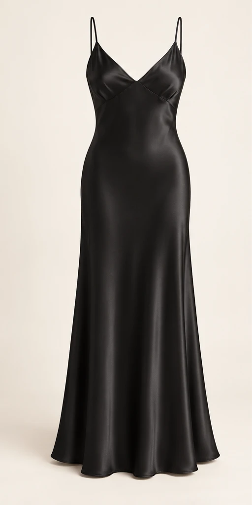 Colette Bias-Cut Maxi Dress in Black — front view