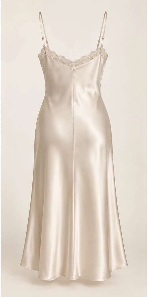 Fleur Lace-Trim Midi Dress in Pearl — back view