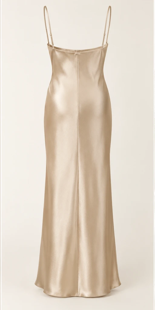 Élodie Silk Column Dress in Champagne — back view