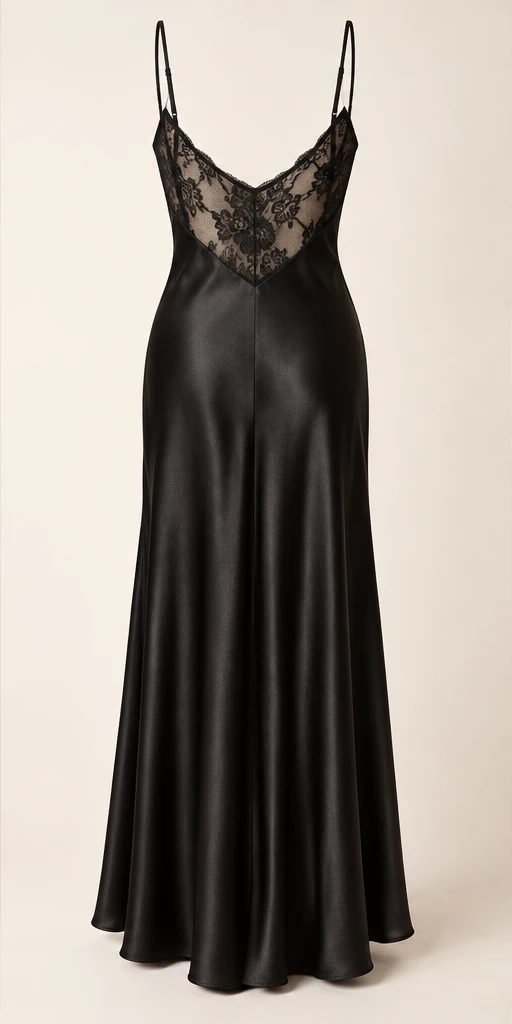 Juliette Lace-Back Maxi Dress in Black — back view